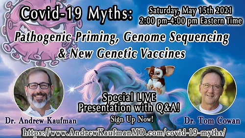Promotional banner of the COVID-19 Myths fundraising webinar.